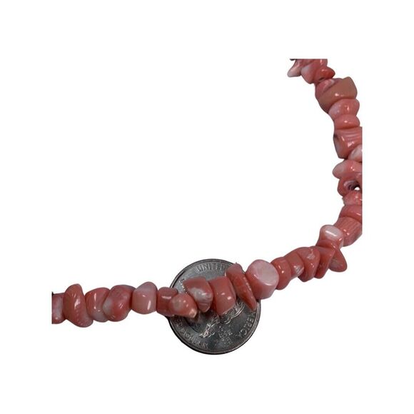 Pink Coral Chunky Turquoise Pendant Necklace 19" 925 Sterling Silver Boho - Picture 15 of 16